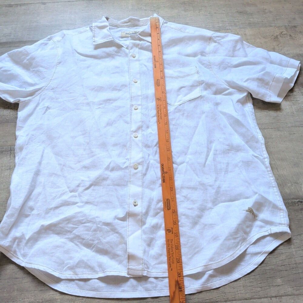 Tommy Bahama Mens Button Down Shirt White 100% Linen Shirt Sleeve Size Large L - Picture 4 of 6